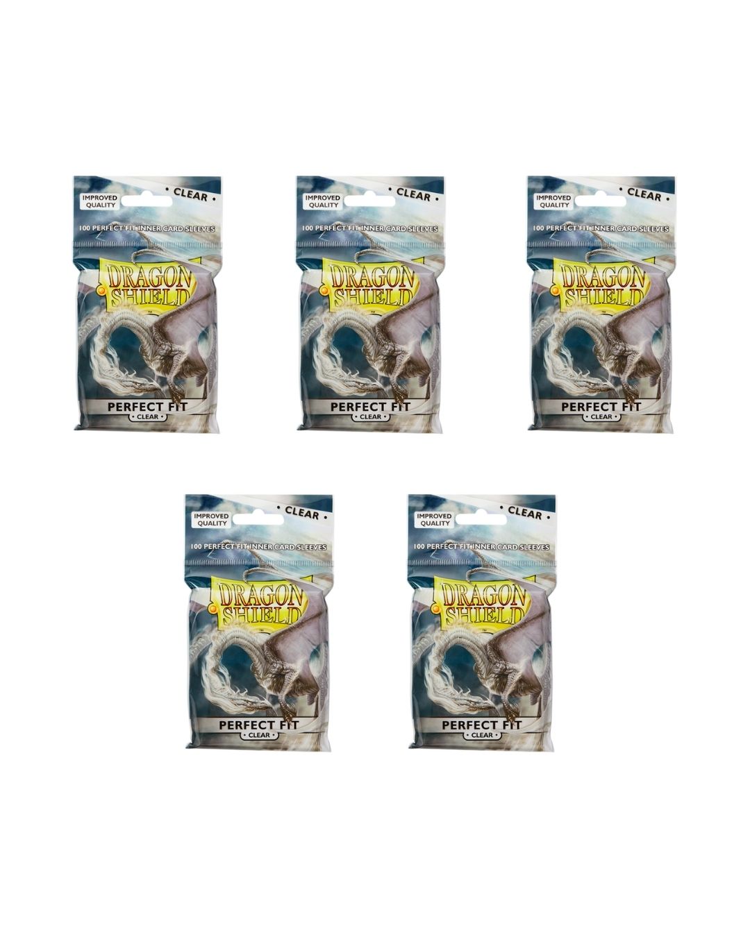 Set 5x Dragon Shield Perfect Fit Clear – 500 Buste Protettive Interne (63x88 mm)