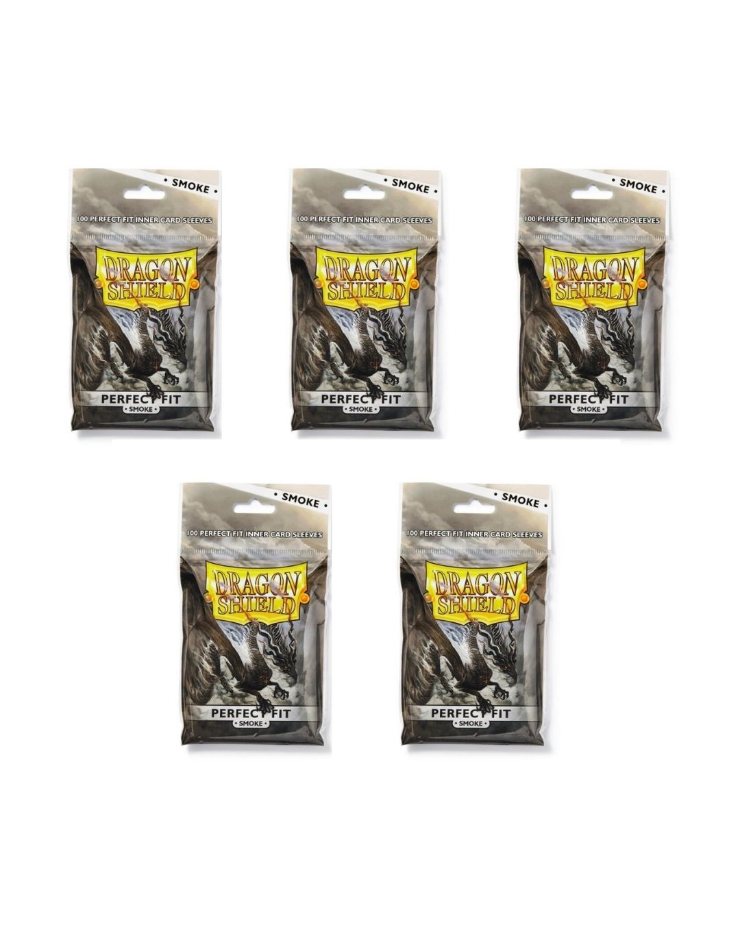 Set 5x Dragon Shield Perfect Fit Smoke – 500 Buste Protettive Interne Oscurate (63x88 mm)