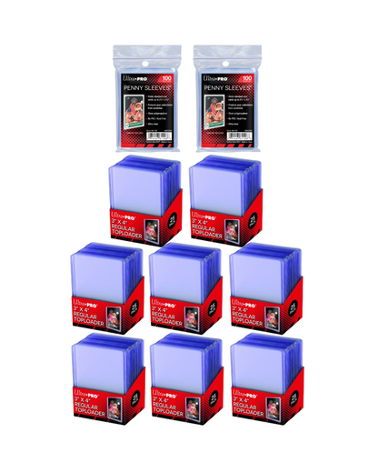 Mega Pack Ultra PRO: 200 Toploader Regular + 200 Penny Sleeves - Protezione Carte Standard