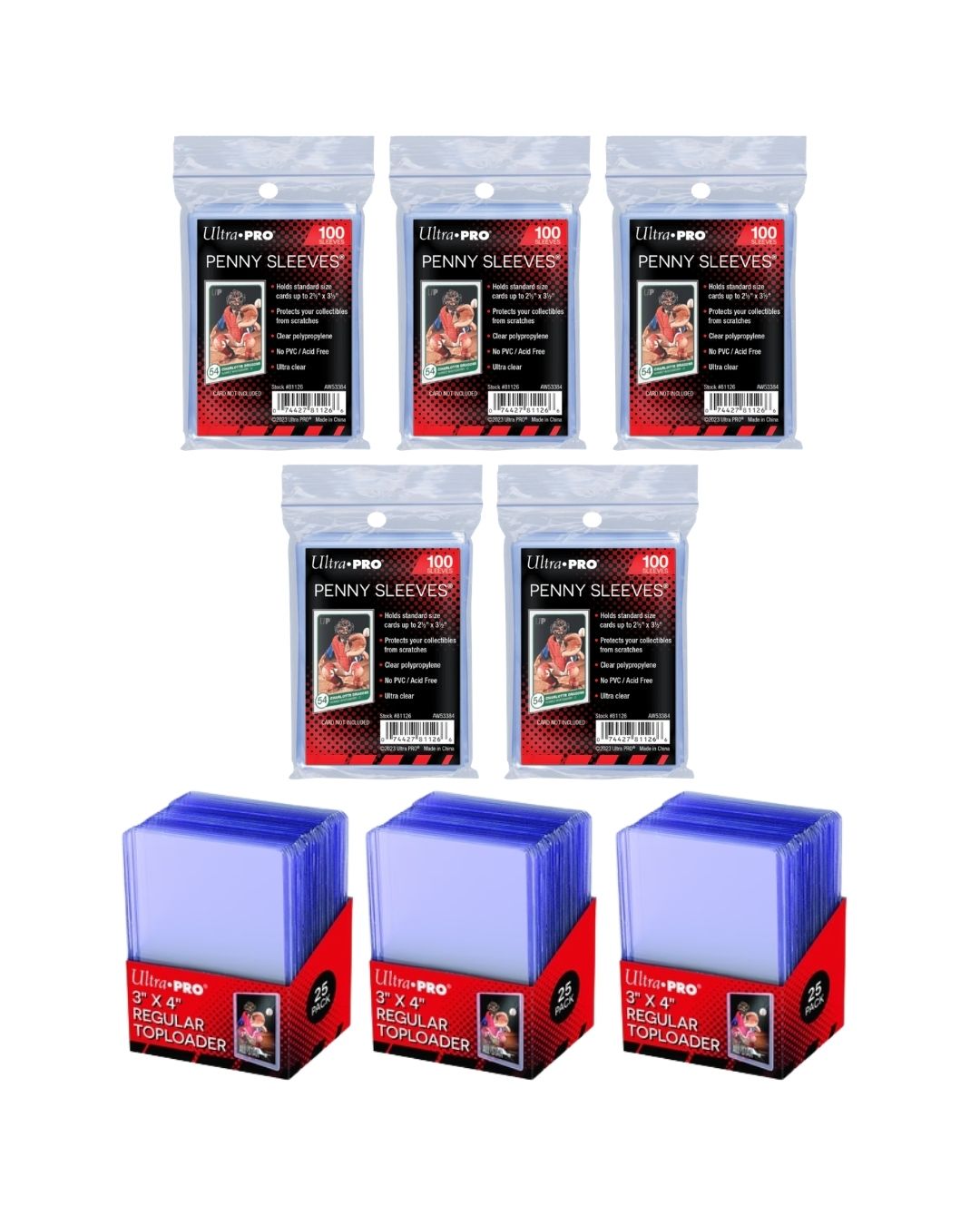 Lotto Veloce Bis: 500 Penny Sleeves + 75 Toploader (5+3)